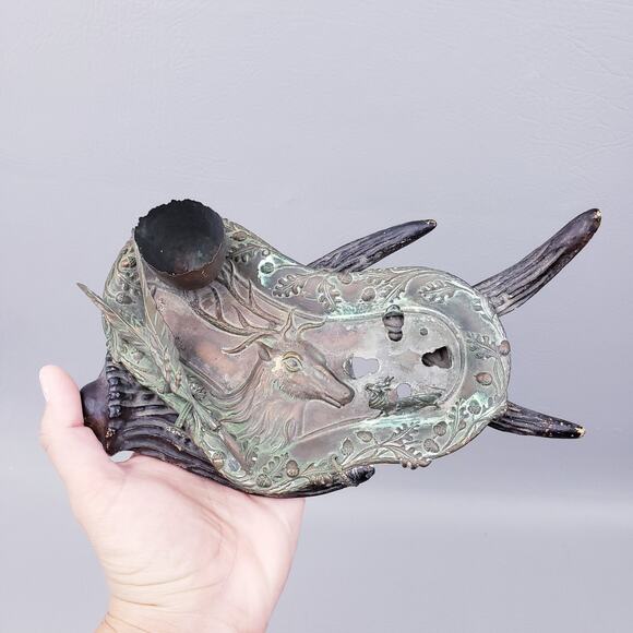 Vintage Copper Inkwell, Metal Inkwell, Outdoor Lovers, Deer Elk Stag Hunter Gift - Picture 5 of 10